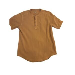 32 Bar Blues Waffle Knit Henley Shirt | Tan | Size L